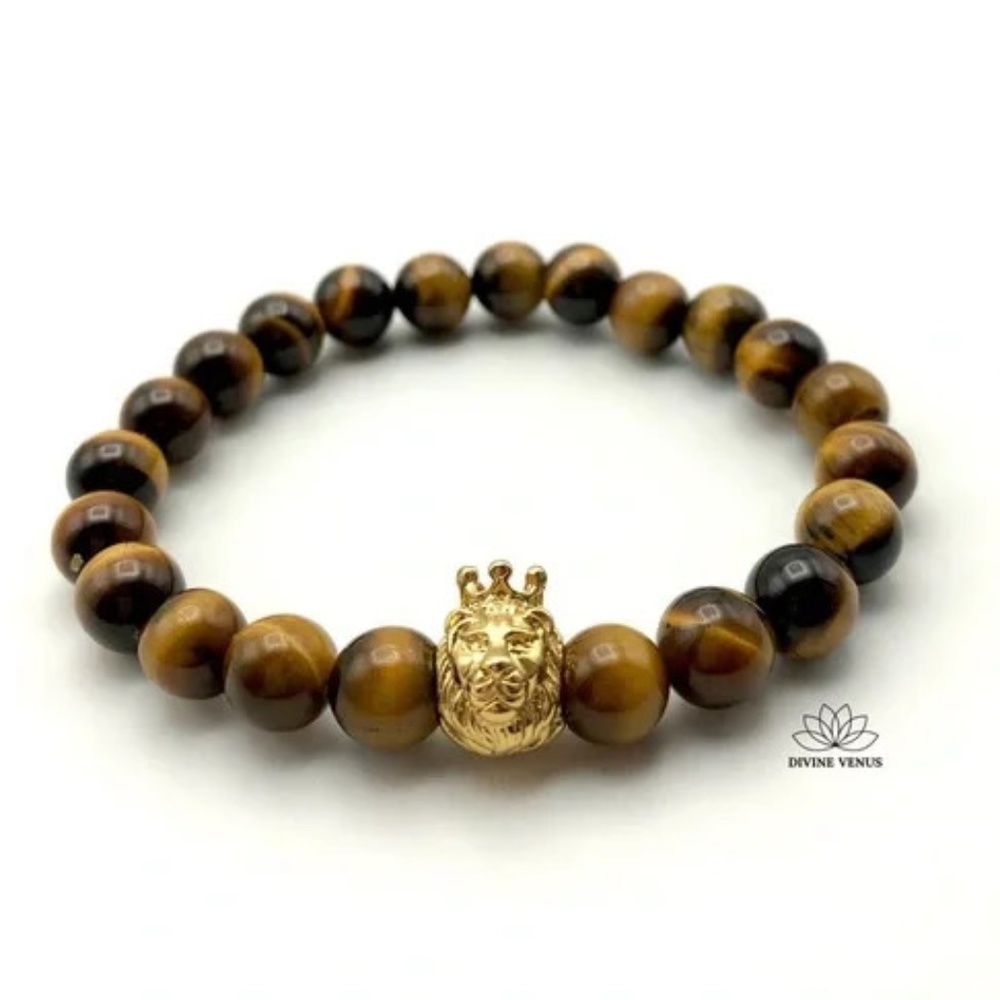 Tiger's Eye Gemstone Lion Stretch Bracelet